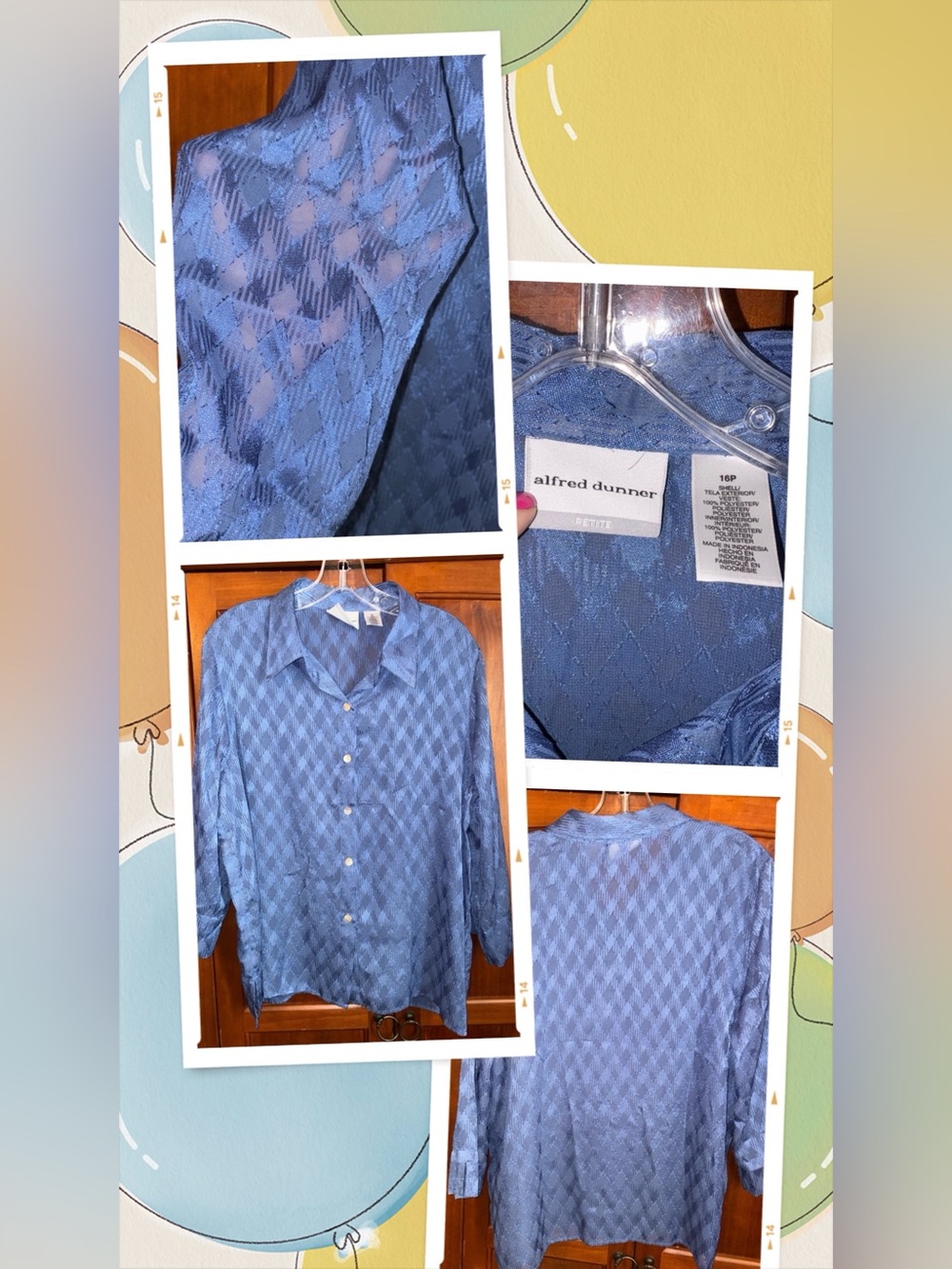 Alfred Dunner Elegant Blue Blouse 22↔️26↕️ NWOT #1588